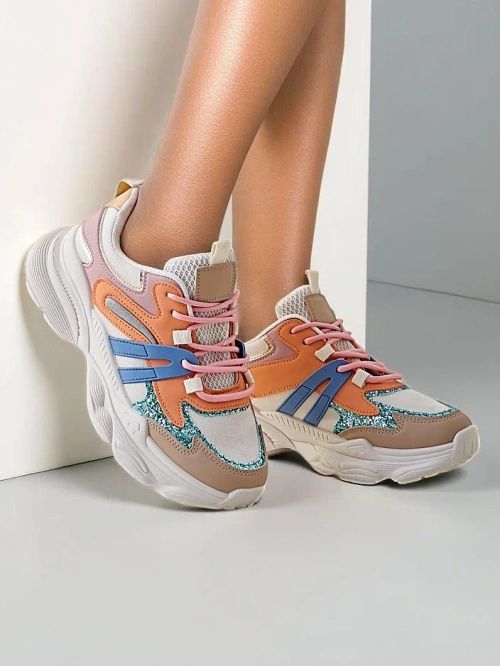 4 KOLORY 36 37 38 sneakersy 39 40 na platformie z brokatem sportowe