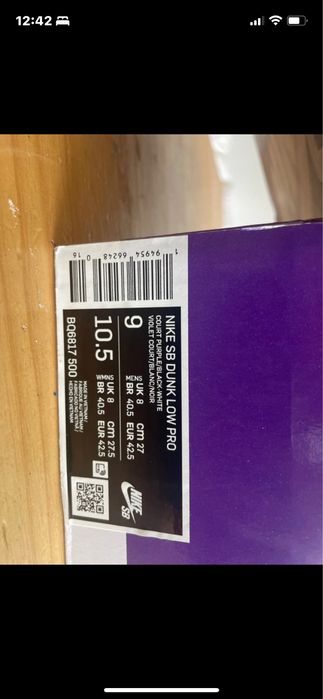 Nike Dunk SB Court Purple tamanho 42,5