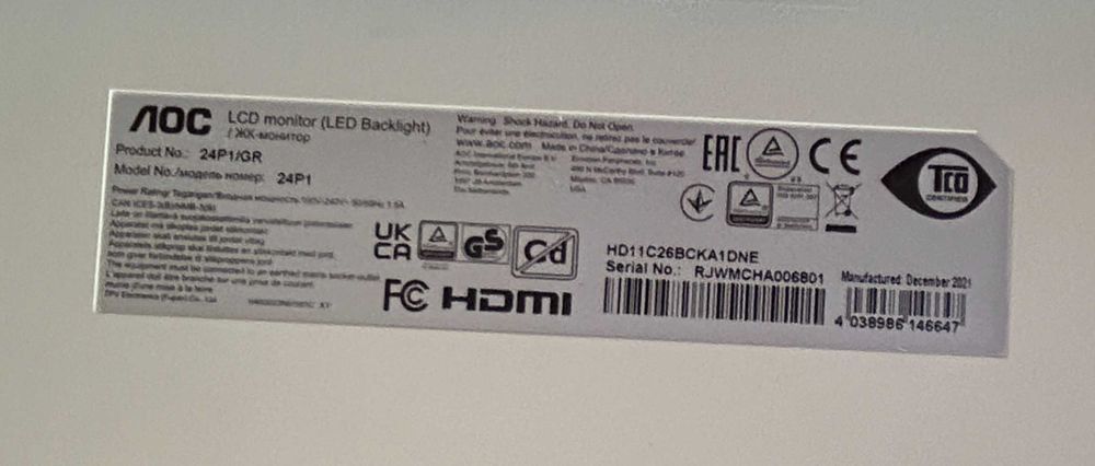 Професійний монітор AOC 24P1 White