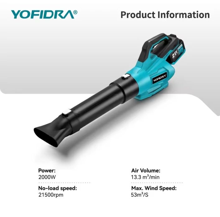 Soprador de Folhas c/ 2 Baterias 9Ah
