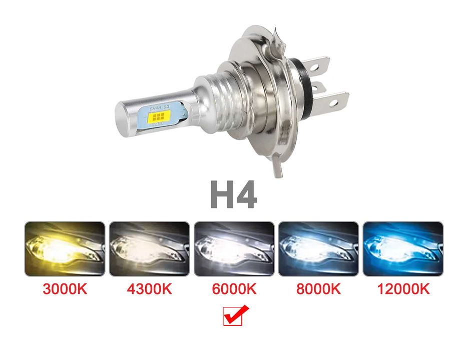 Lâmpadas de LED H4 - H7 - H1 (DC 12-24V 80W 6000K 20000LM)