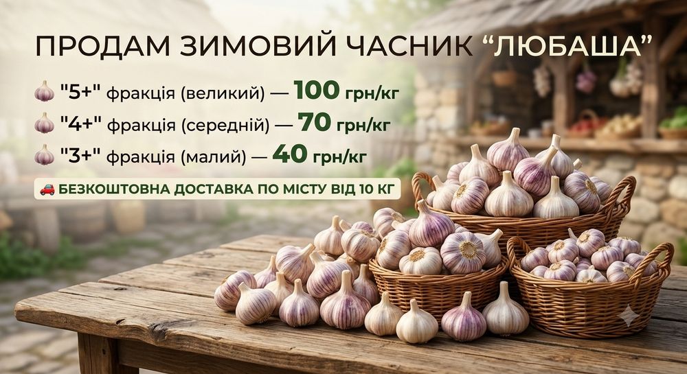 Продам зимовий часник Любаша (чеснок)