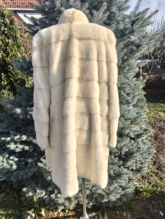 Ог 120! Біла норкова шуба поперечка довга 48-50-52