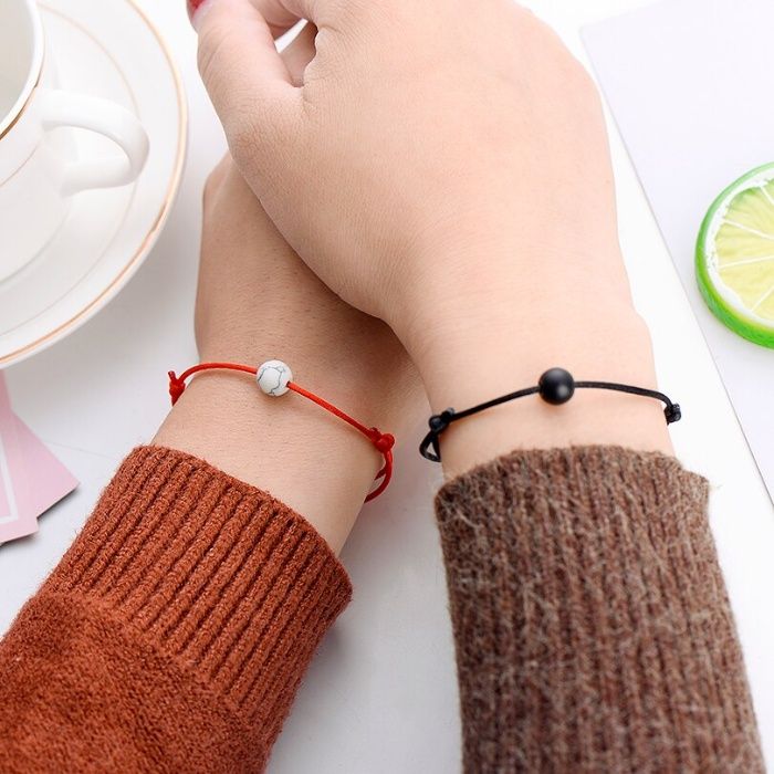 PAR de Pulseiras de AMANTES, Pedra Natural, Estilo Lava Fosca | NOVO