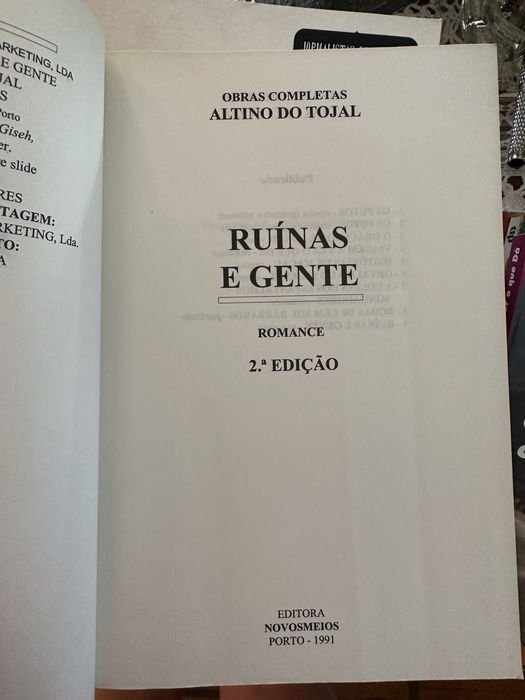 Livro Obras completas Altino Tojal - Ruínas E gente