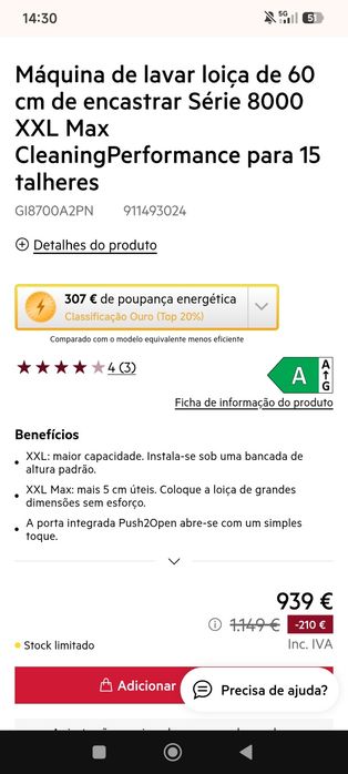 Máquina Lavar Loiça Encastre AEG GI8700A2PN (Série 8000 XXL) – Nova c/ Entrega