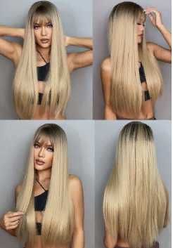 Женский, длинный, парик, 75 см, Блонд, легкое Омбре,