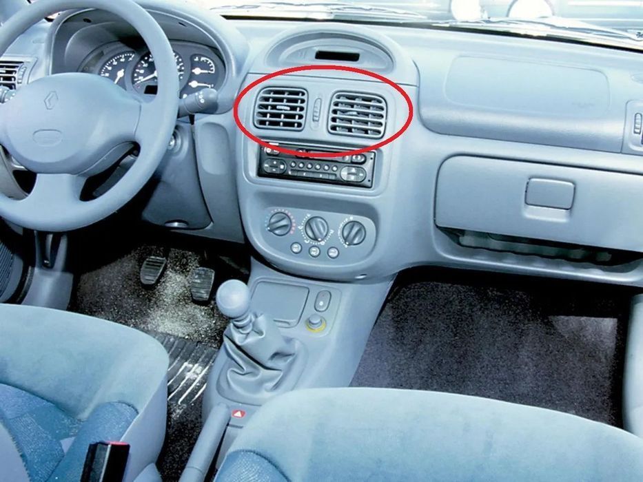 Conjunto Grelhas Ventilação Centrais Tablier Renault Clio 2 -Cinzento