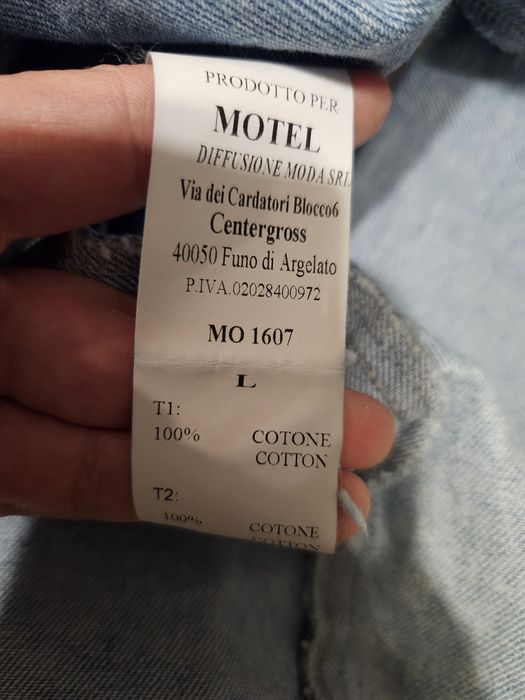 Szary jeansowy komplet marynarka spodnie Motel