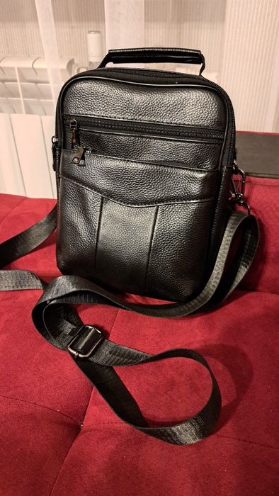 Сумка чоловіча шкіряна чорна