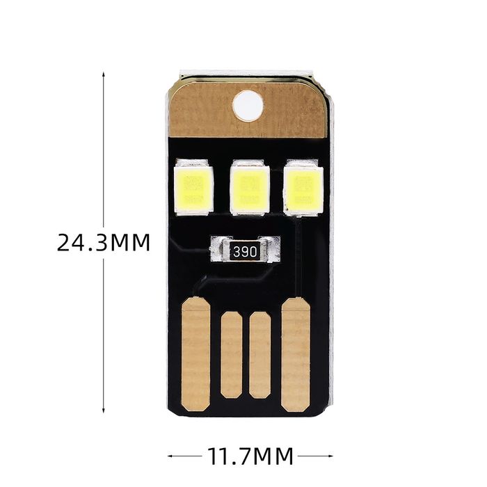 LED USB potente para qualquer uso, tamanho de uma unha