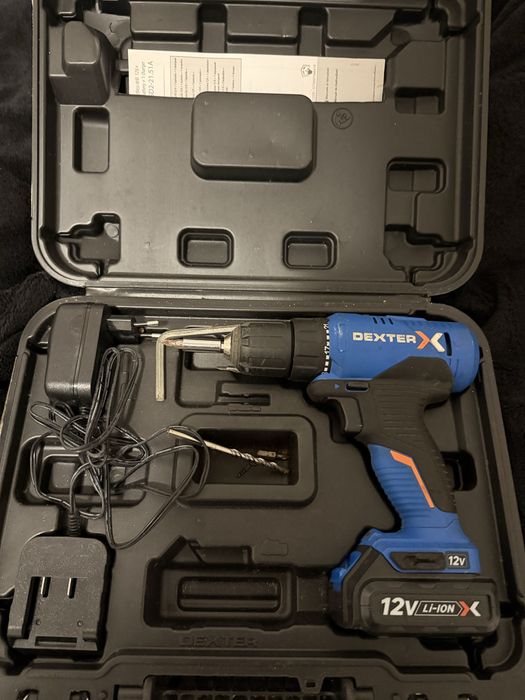 Berbequim sem fio Dexter 12V + bateria + carregador