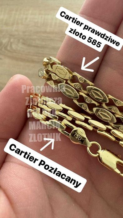 Złoty Łańcuszek Pozłacany z Próbą Splot Królewski Cartier łańcuch