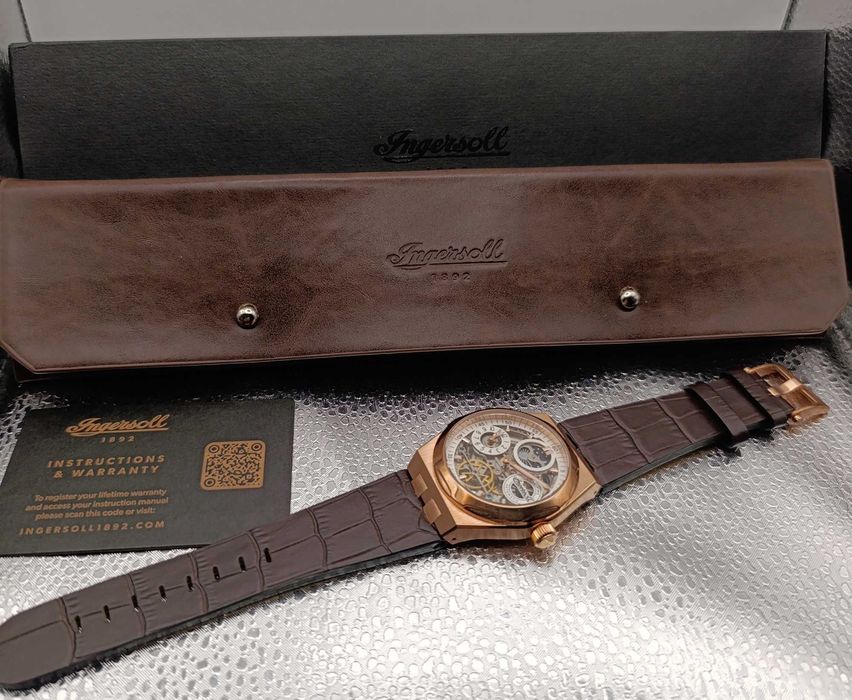 Śliczny zegarek Ingersoll Broadway Automatic dual time, moon phase