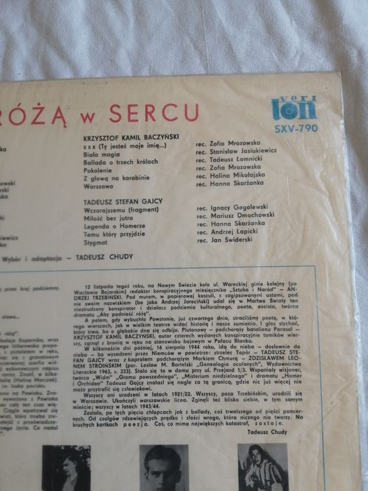 Odeszli z Róża w Sercu - SXV 790 Winyl