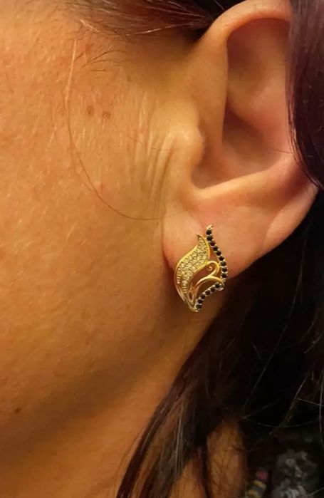 Kolczyki listki czano/białe