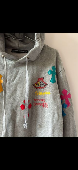 Szara bluza chrome hearts x matty boy L grey hoodie cross