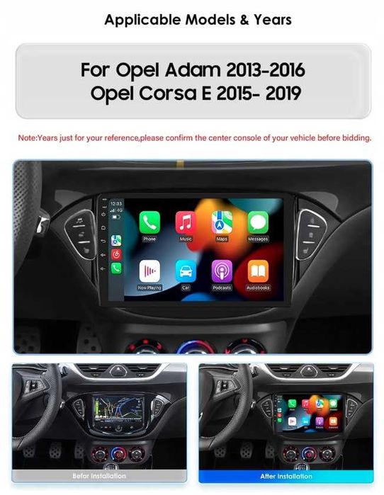 Radio samochodowe Eunavi Opel Adam 2013 -2016 Corsa E 2015 -2019 2-DIN 9"