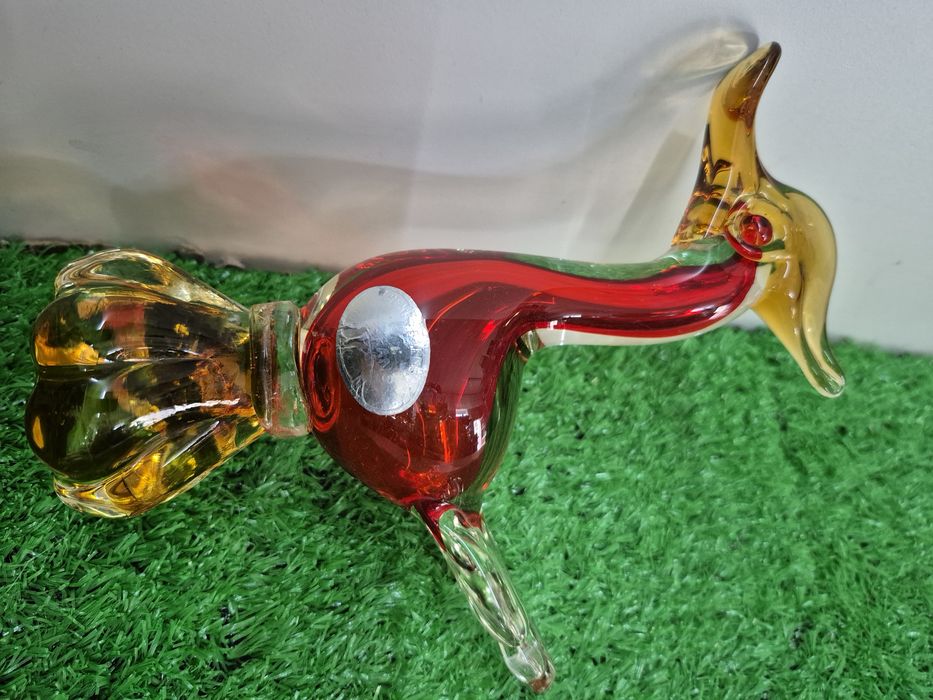 Piękna stara figurka BAŻANTA wykonana ze szkła MURANO