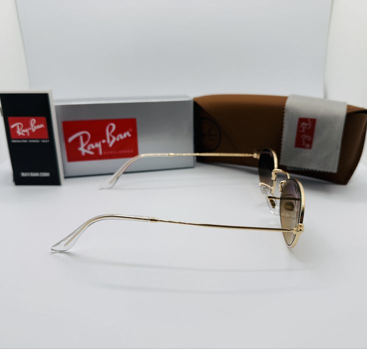 Солнцезащитные очки Ray Ban Oval 3547 Gold-Brown Gradient 51мм стекло