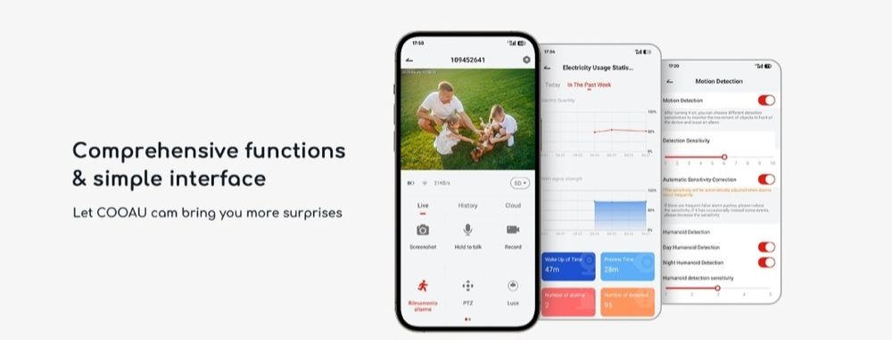 COOAU C5 Kamera Solarna WiFi 2K 360° AI Bezprzewodowa IP66