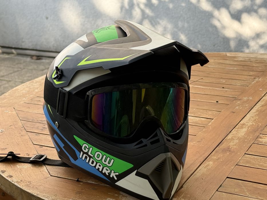 Kask motocrossowy komplet dziecięcy Full-Face - gogle terenowe