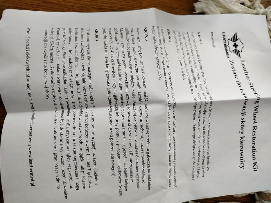 Zestaw do renowacji skóry kierownicy