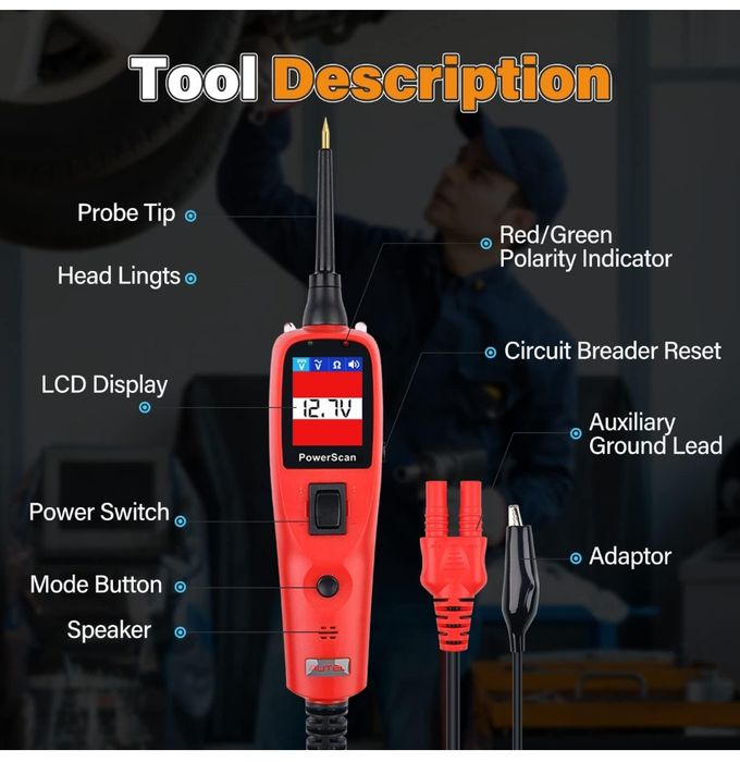Testador de circuito Autel PowerScan PS100 SELADO