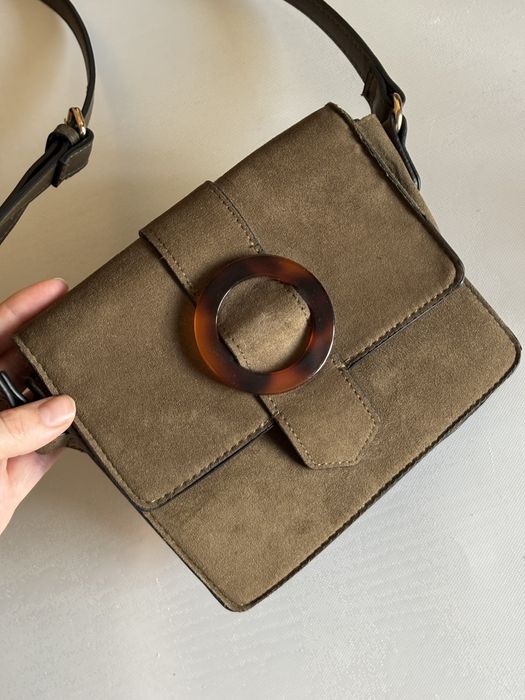 Сумка замш оливкова