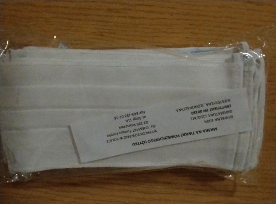 Maseczki jednorazowe 480 szt + 5 przełbic