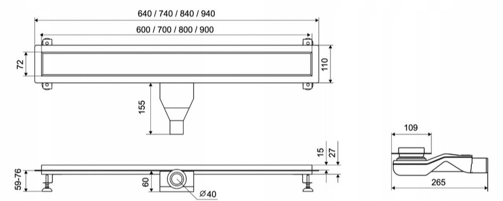 Odpływ liniowy Excellent Stilio 70 cm