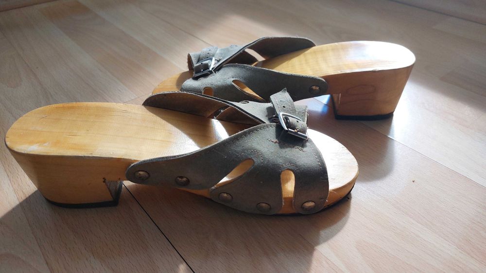 Drewniaki klapki PRL retro vintage