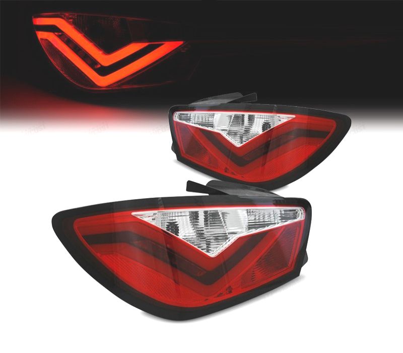 FAROLINS TRASEIROS PARA SEAT IBIZA 08-12 LIGHT BAR FUNDO VERMELHO CROMADO 3 PORTAS