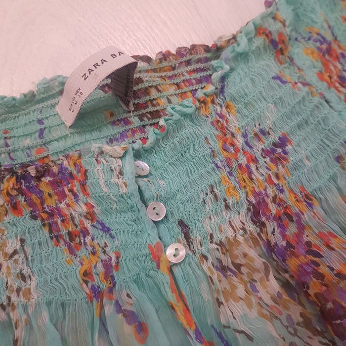 Bluzka mgiełka transparentna ZARA kwiaty kwiatki floral
