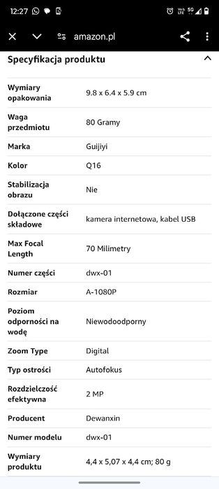 Kamera internetowa z mikrofonem, Full HD 1080P