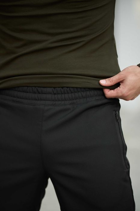 Штани чоловічі теплі на флісі софтшел чорні