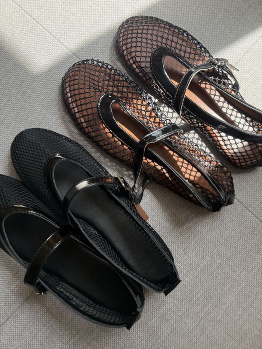 Балетки сітка чорні в стилі alaia