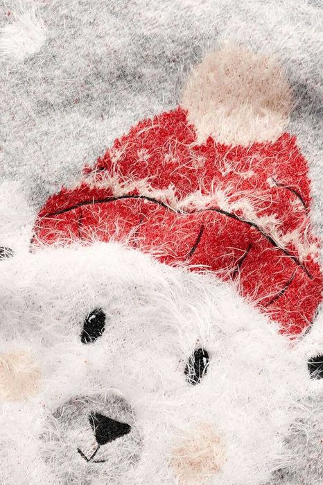 Сірий новорічний светр з ведемедиком- найкращий подарунок на Новий рік