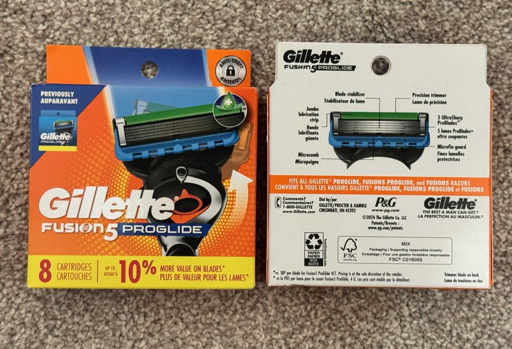 Оригинал 100% из США Gillette PROGLIDE 8шт, лезвия Skinguard