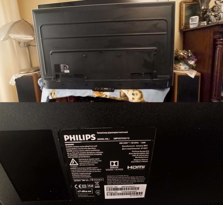 Tv Philips 58PUS7555/12 Smart 4K UHD HDR Hevc uszkodzony- czytaj