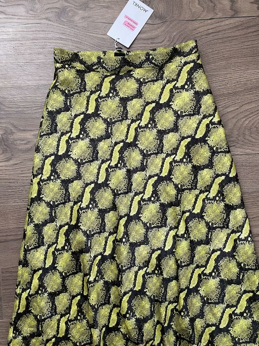 Spódnica satynowa wężowny print, snake print, Monki