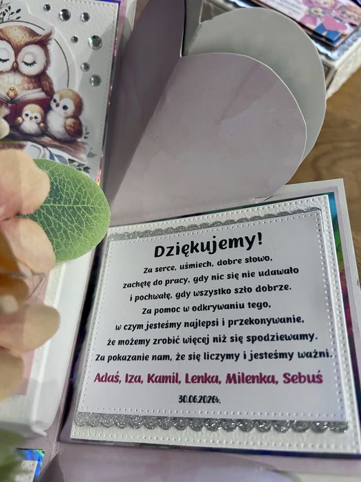 Exploding box prezent niespodzianka na koniec przedszkola dla nauczyciela