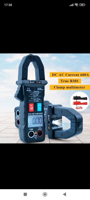 Токовые клещи мультиметр ZOYI ZTQB9 AC/DC 600A-600v True rms 6000oтс