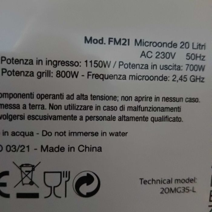 Мікроволновка Girmi FM 21 з грилем