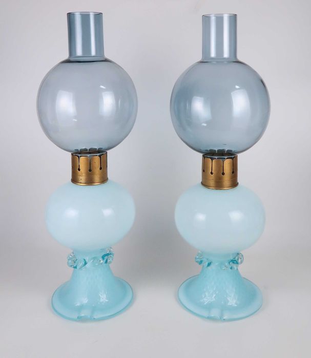 Par de candeeiros Art Deco Vidro Opalino