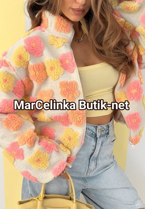 Kurtka w kwiaty 3D polarek