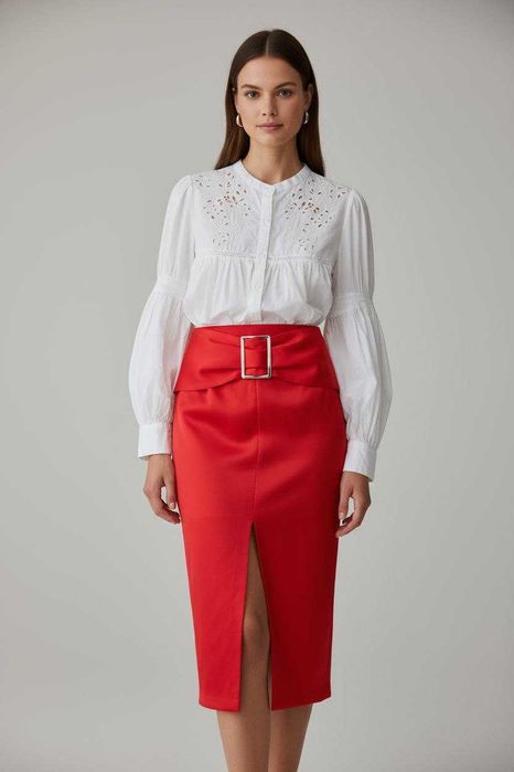 Стильная красная юбка-карандаш с поясом River Island, р. XXS/XS