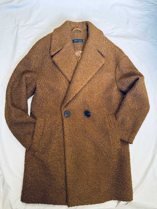 Пальто/екошубка, M&S, в ідеальному стані, коричневе, розмір EUR 36