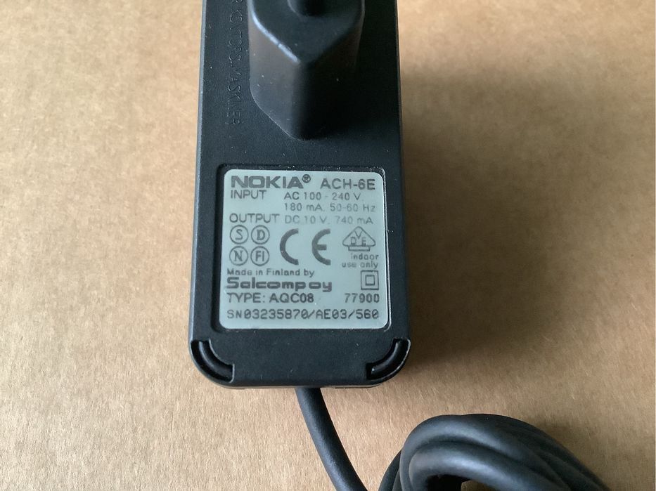 Зарядний пристрій,зарядка  Nokia ACH-6E для Nokia 8110/8110i/3110/1610/1611/Nokia 9000 Communicator.