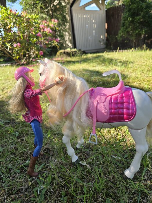 Barbie koń interaktywny z lalką + rower gratis